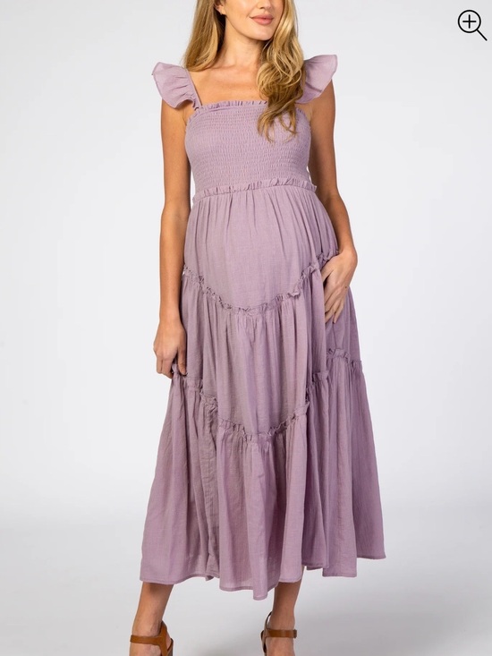 Pinkblush Dresses & Skirts - PinkBlush Maternity Lavender Smocked Flutter Strap Maxi Dress